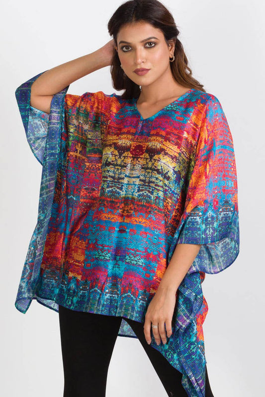 Sevya Handmade - Kalpita Cupro Top Jewel Tone Abstract - OS