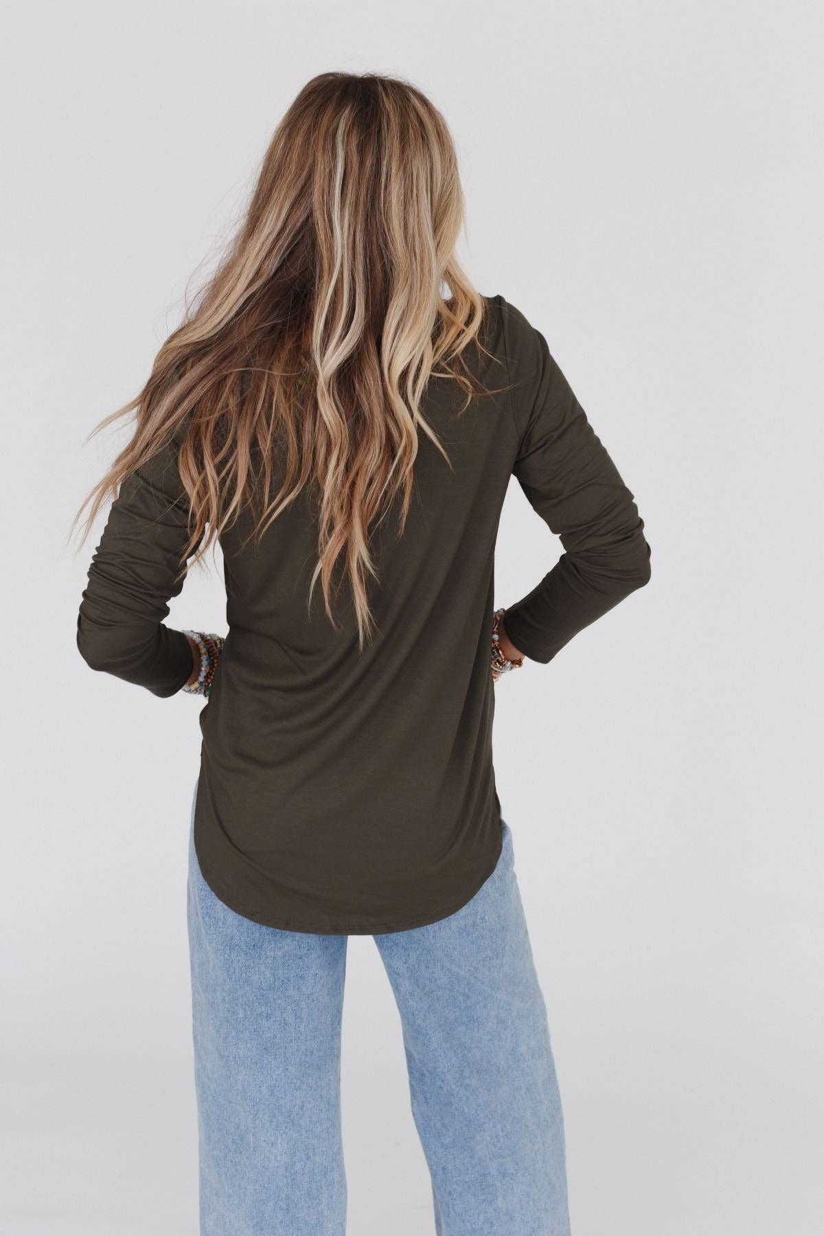 Three Bird Nest - Ryder Long Sleeve Bralette Tee - Olive