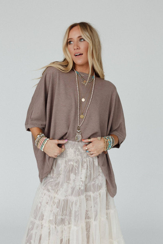 Three Bird Nest - Kelsie Dolman Top - Dark Oatmeal