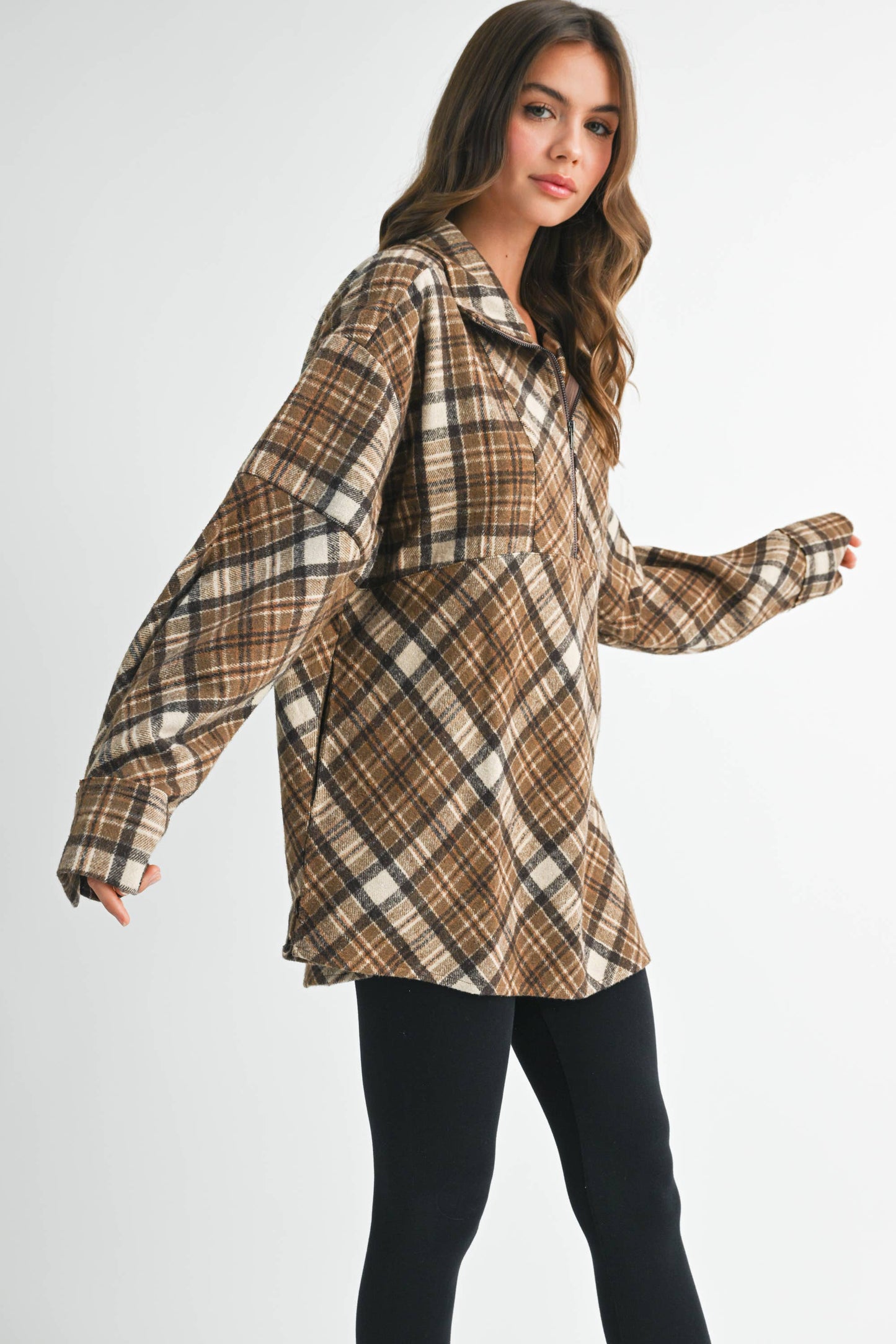 AEMI + CO - 8421EK Mya Plaid Pullover 1: Chocolate / Contemporary