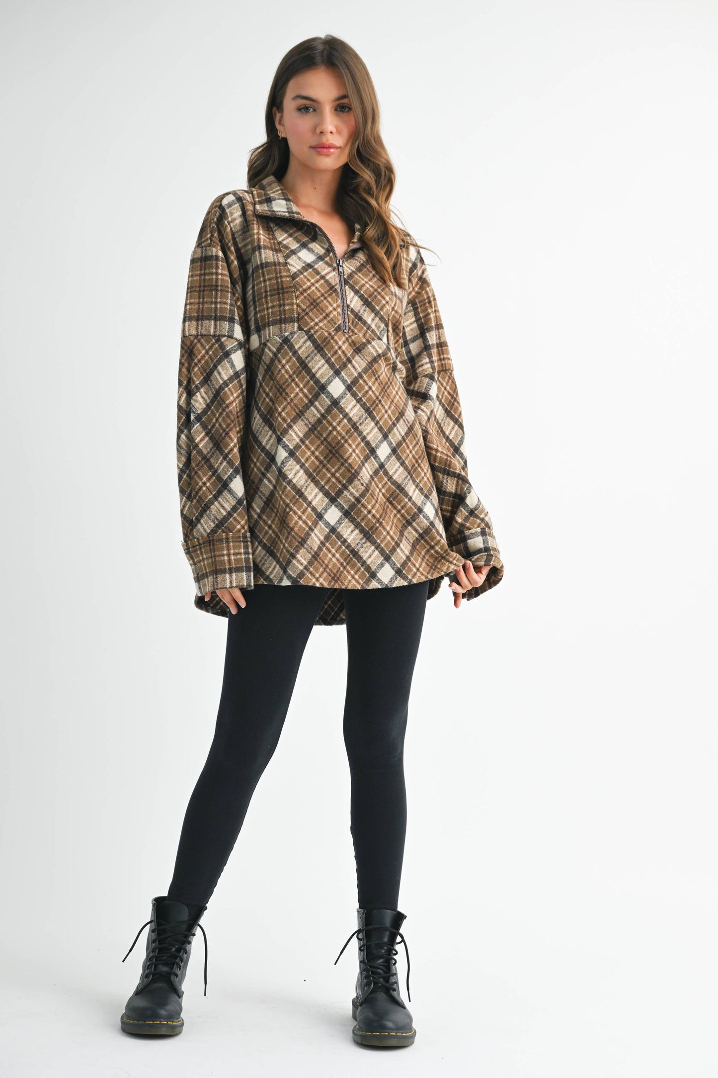 AEMI + CO - 8421EK Mya Plaid Pullover 1: Chocolate / Contemporary