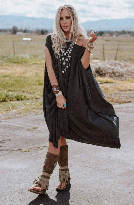 Three Bird Nest - The Wren Tunic - Charcoal - OS