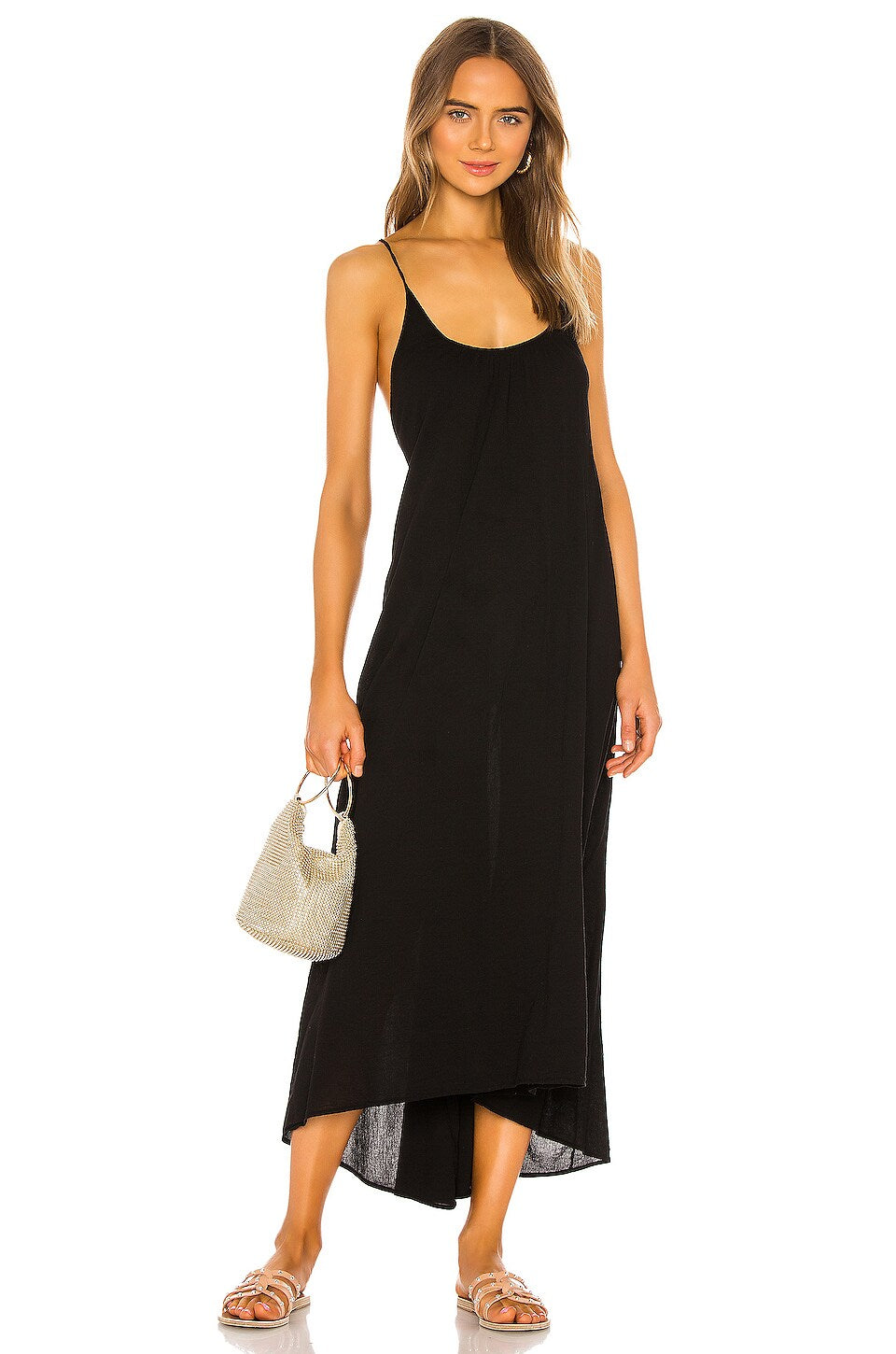9seed - SEYCHELLES cross back maxi in core cotton: Black / OS