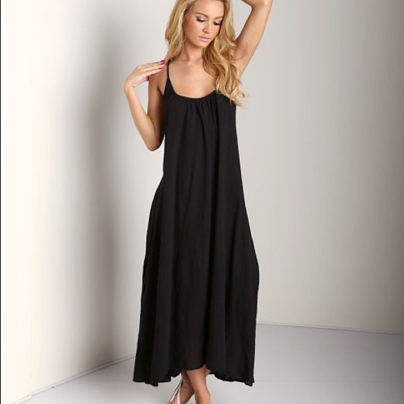 9seed - SEYCHELLES cross back maxi in core cotton: Black / OS