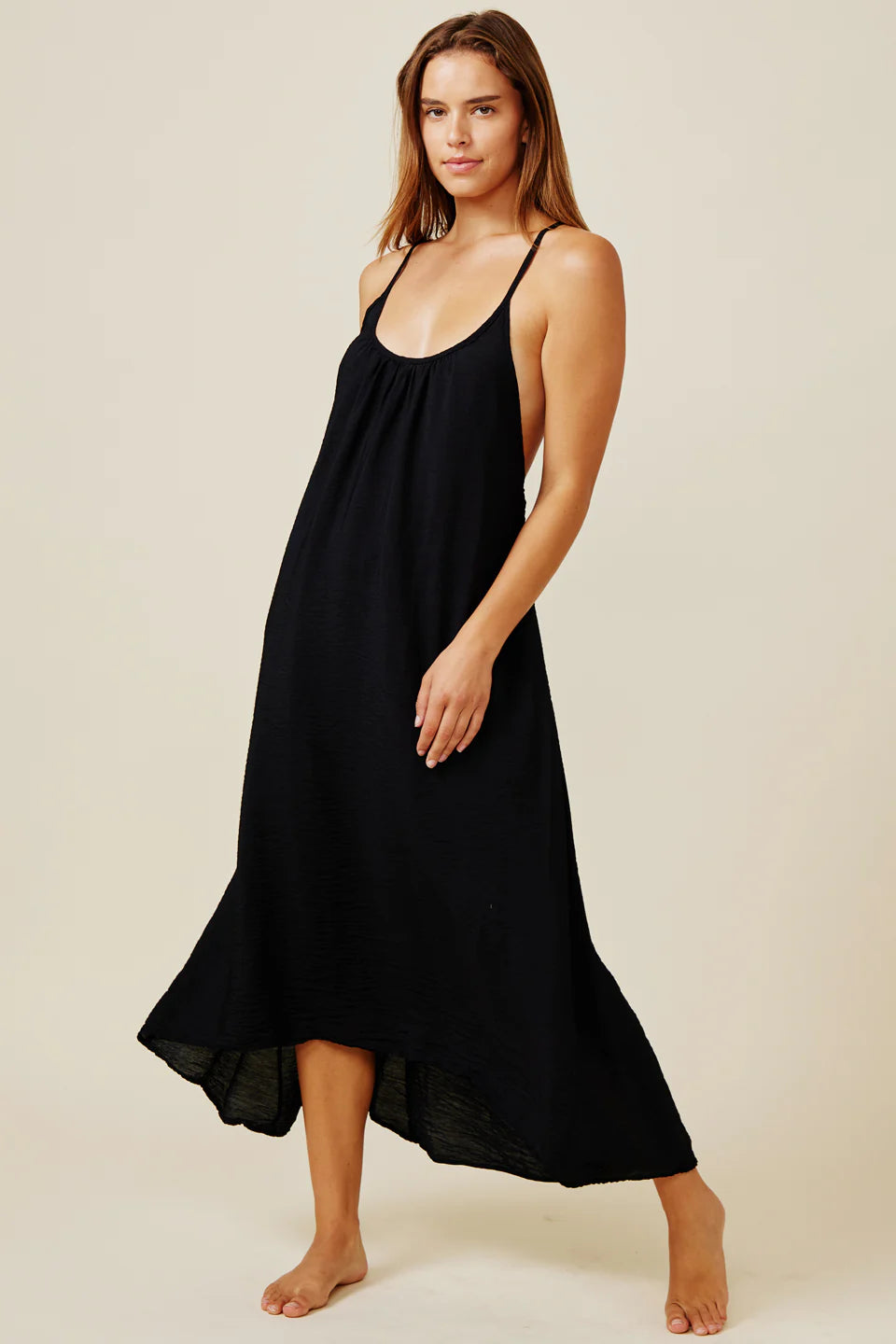 9seed - SEYCHELLES cross back maxi in core cotton: Black / OS