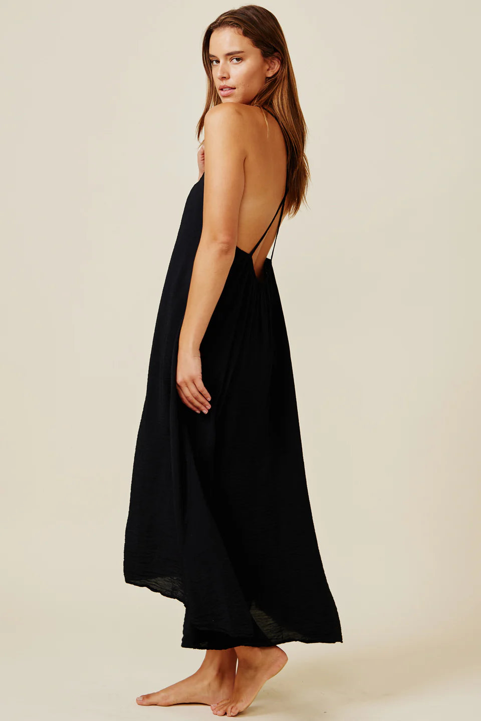 9seed - SEYCHELLES cross back maxi in core cotton: Black / OS