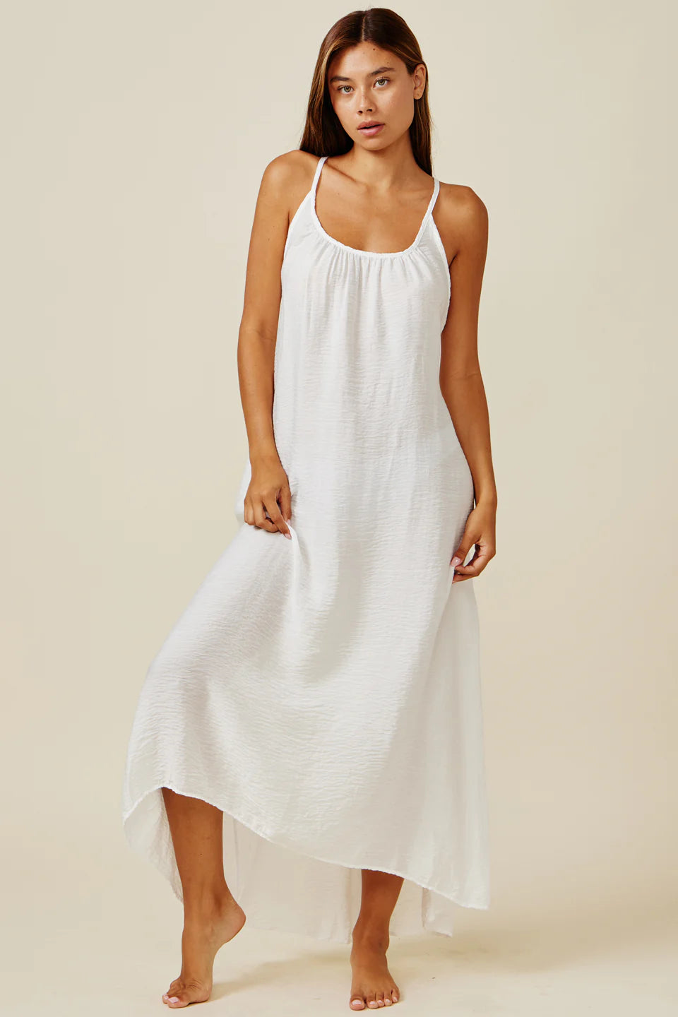 9seed - SEYCHELLES cross back maxi in core cotton: White / OS