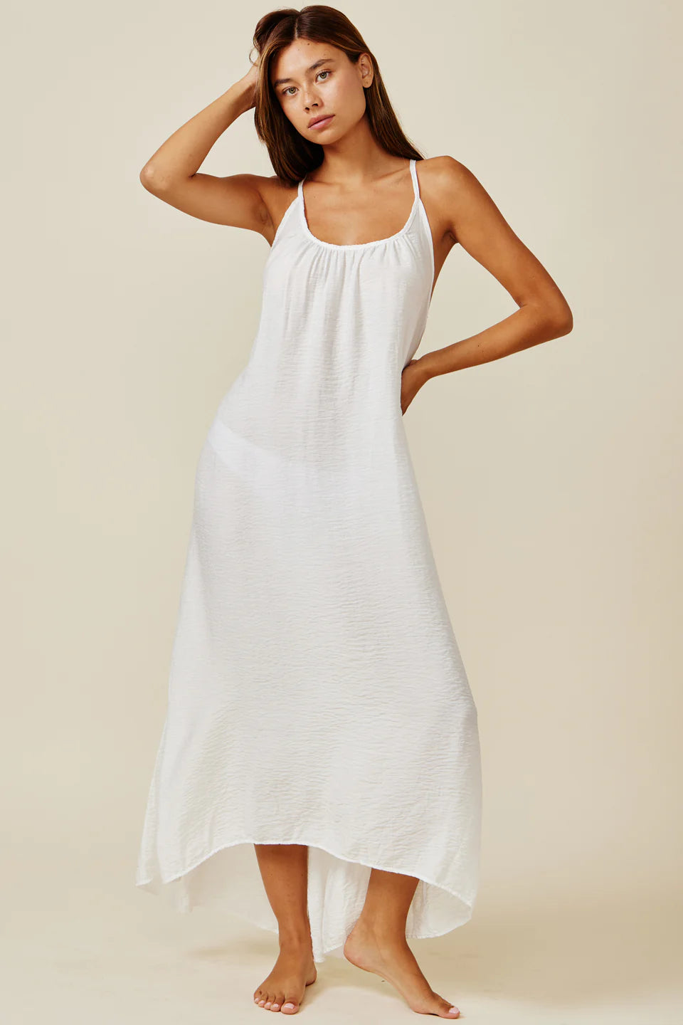 9seed - SEYCHELLES cross back maxi in core cotton: White / OS