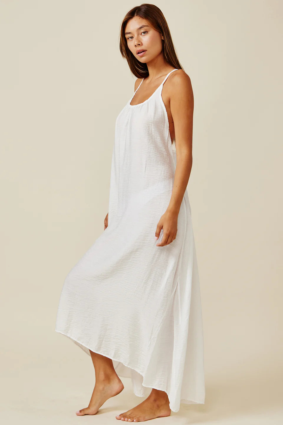 9seed - SEYCHELLES cross back maxi in core cotton: White / OS