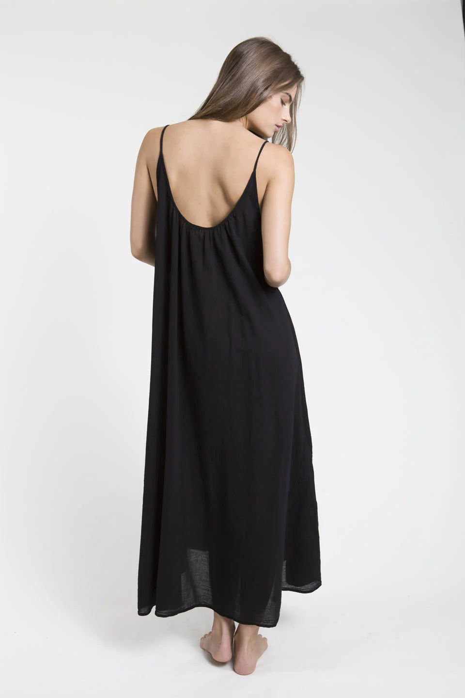 9seed - TULUM low back maxi in core cotton: Black / OS
