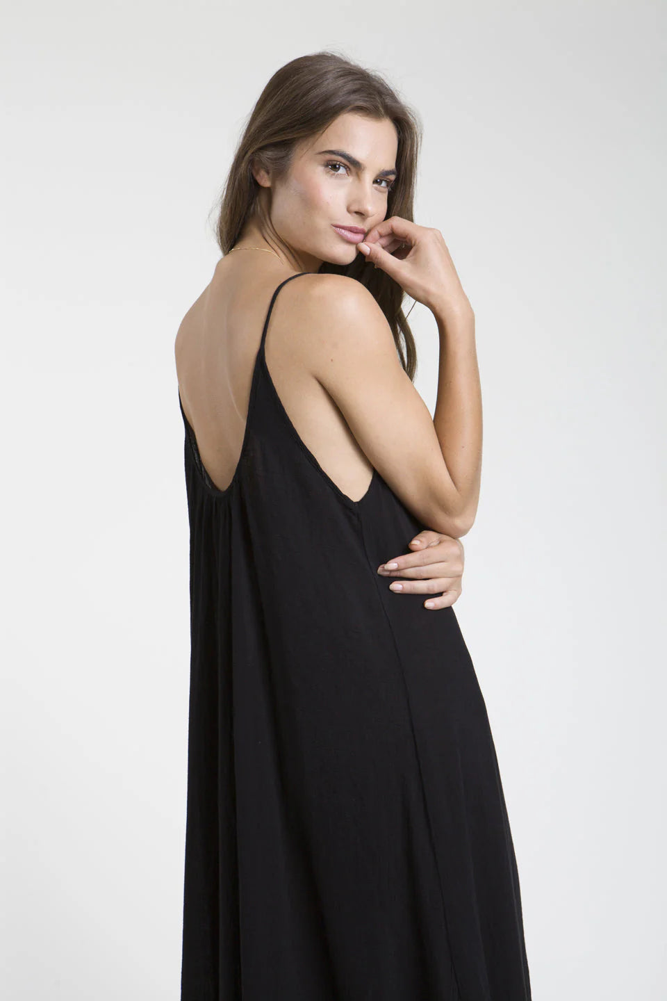 9seed - TULUM low back maxi in core cotton: Black / OS