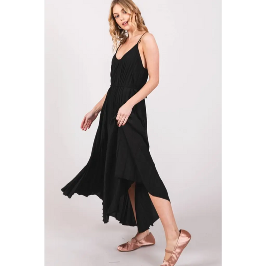 LARA DAISY INC - Pleated Camisole Midi Dress: Black
