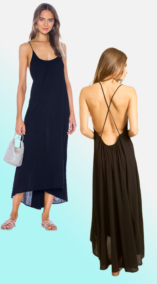 9seed - SEYCHELLES cross back maxi in core cotton: Black / OS