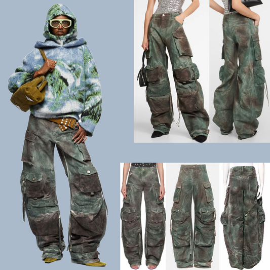 the Attico Fern oversized denim cargo pants jeans