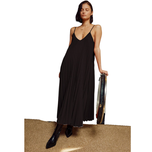LARA DAISY INC - Pleated Camisole Midi Dress: Black