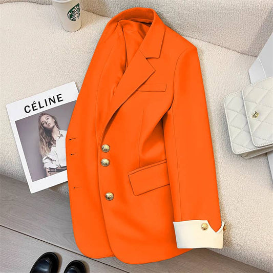 Rosa Clothing - Essential Basic Smart Elegant Blazer - Orange