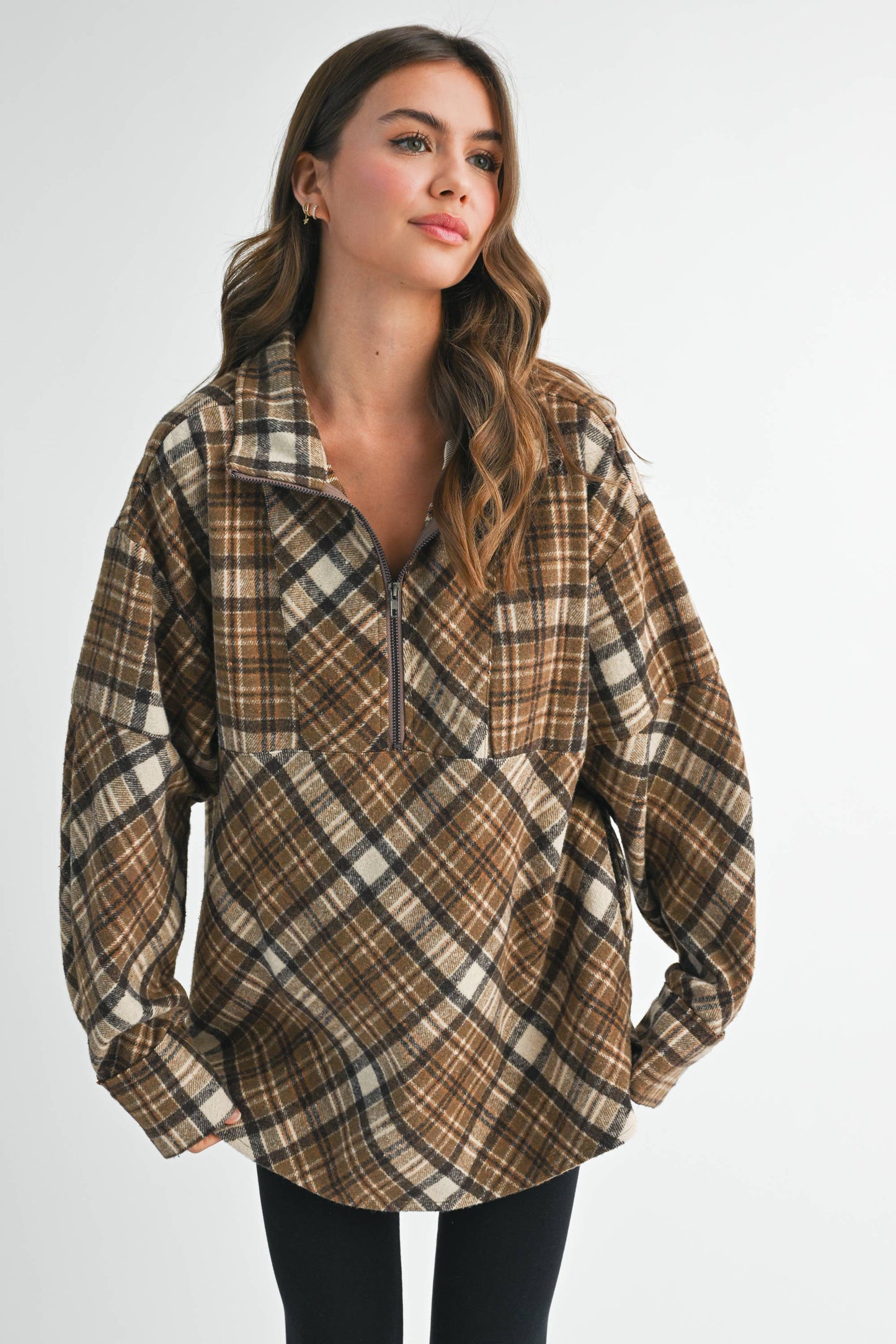 AEMI + CO - 8421EK Mya Plaid Pullover 1: Chocolate / Contemporary