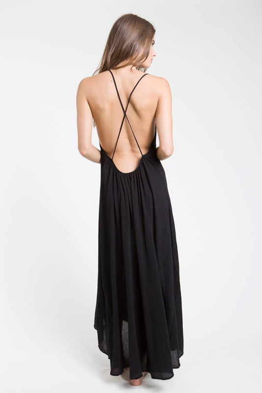 9seed - SEYCHELLES cross back maxi in core cotton: Black / One Size