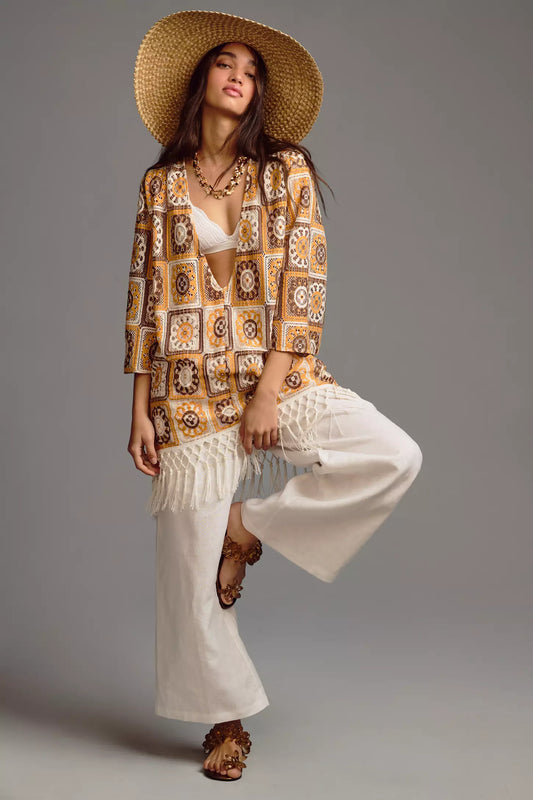 Anthropologie Self Contrast Square Print Tunic / OS