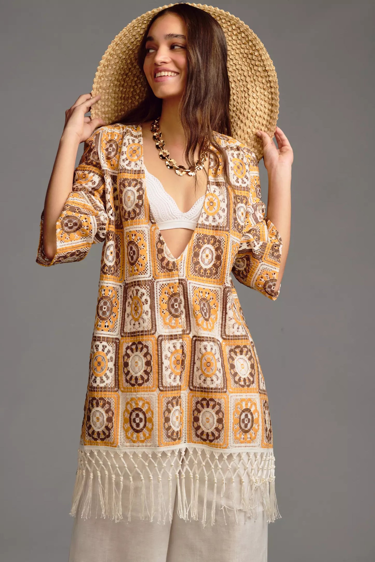 Anthropologie Self Contrast Square Print Tunic / OS