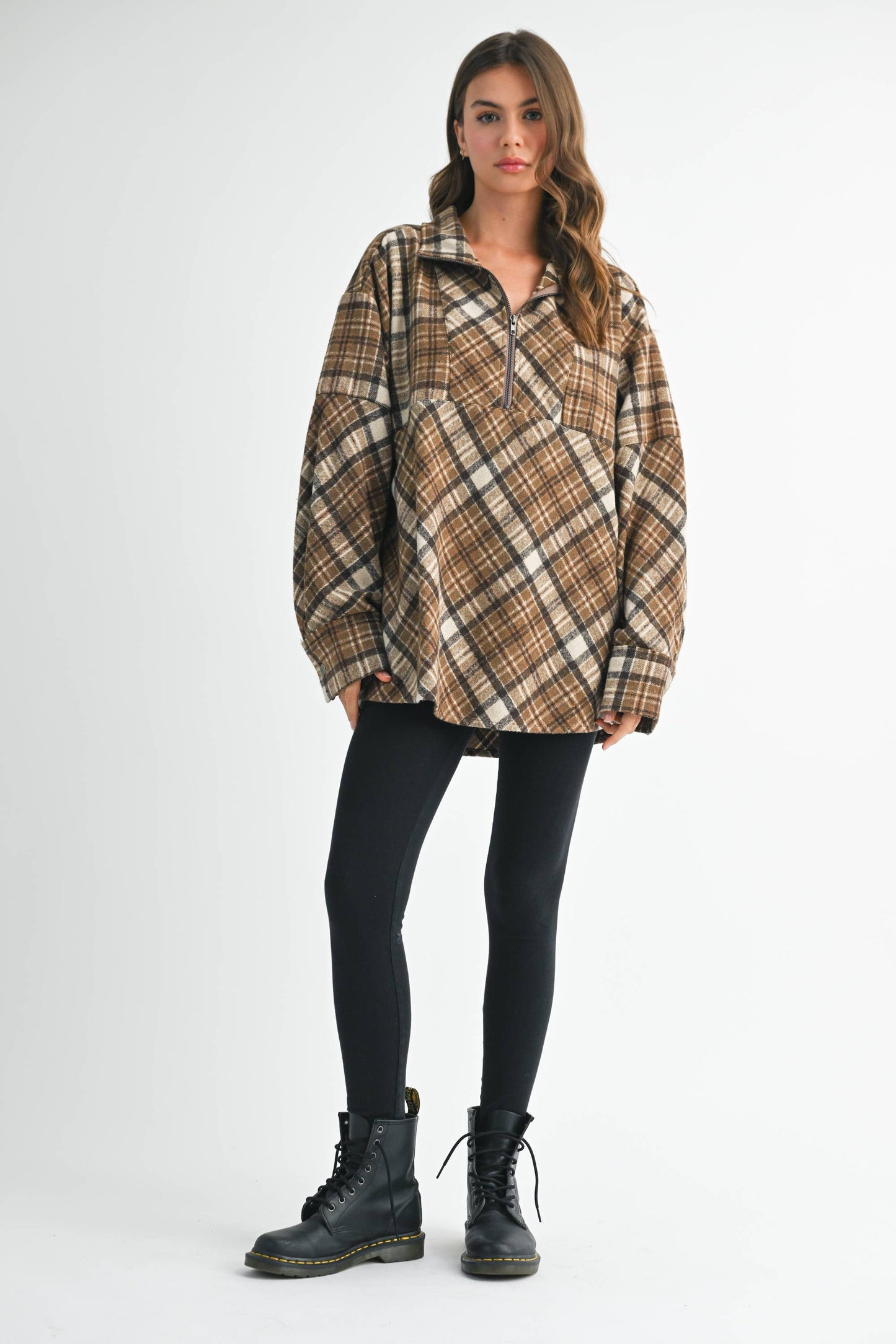 AEMI + CO - 8421EK Mya Plaid Pullover 1: Chocolate / Contemporary