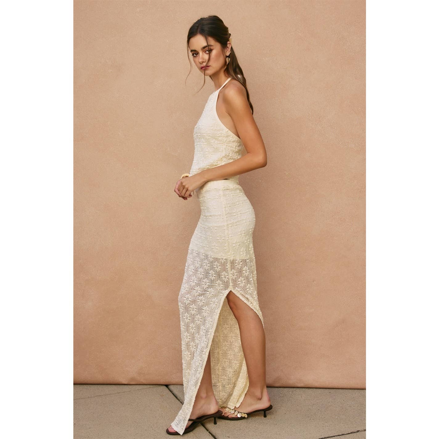 Dress Forum - Breeze & Blossom Maxi Pencil Skirt: CREAM