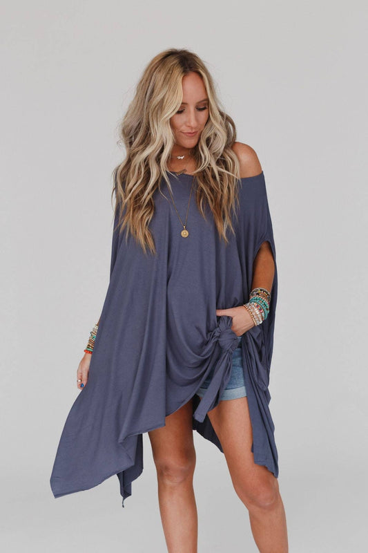 Three Bird Nest - The Wren Tunic - Silver Denim: Silver / OS