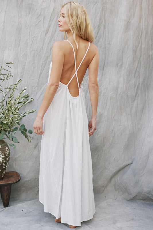 9seed - SEYCHELLES cross back maxi in core cotton: White / One Size