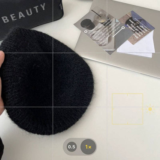 ShieldChic - Wool Knit Beret Hat: BLACK