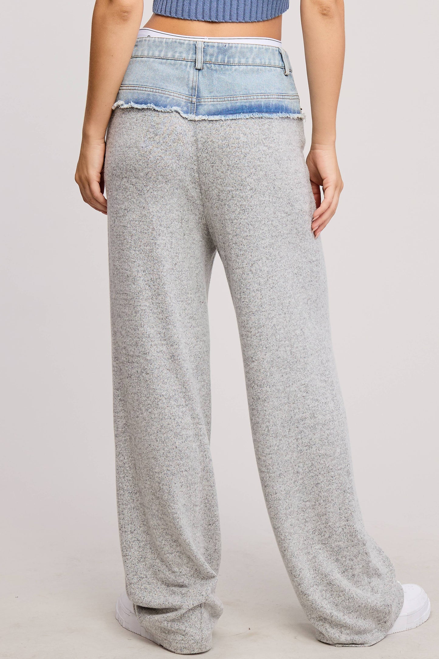 Mimosa - Womens Trendy Denim Waistband Comfy Jogger Sweatpants: DIVE / M