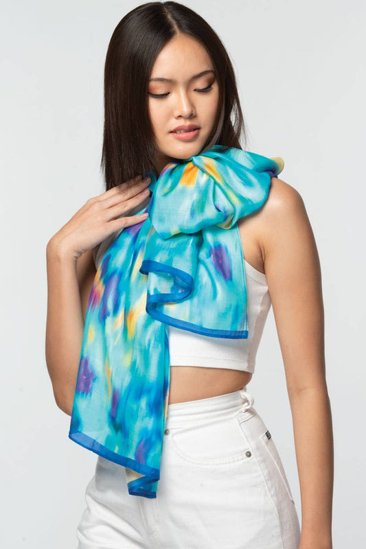 Sevya Handmade - Rishika Cupro Scarf Navy & Fuchsia Floral