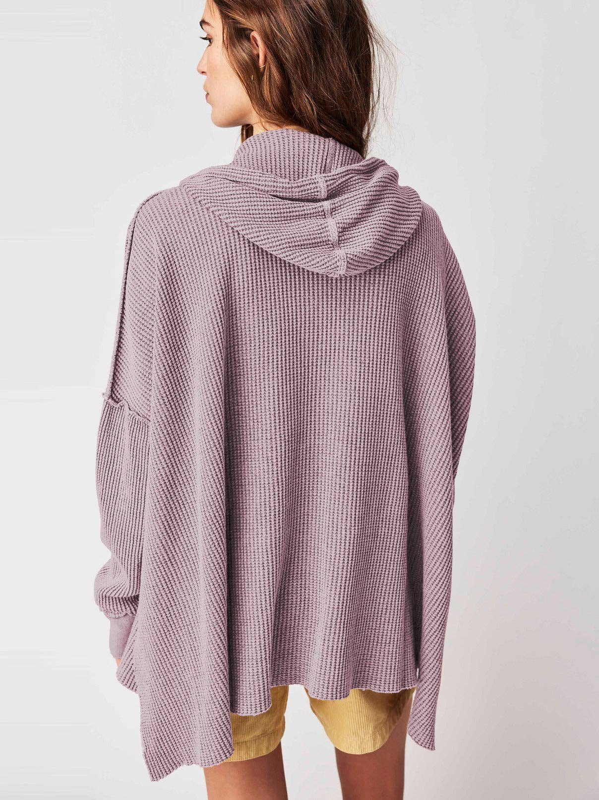 Dipped Shop - Solid Color Loose Split Hooded Sweatshirt DPT251604: Purple