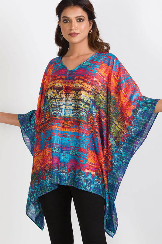 Sevya Handmade - Kalpita Cupro Top Jewel Tone Abstract - OS