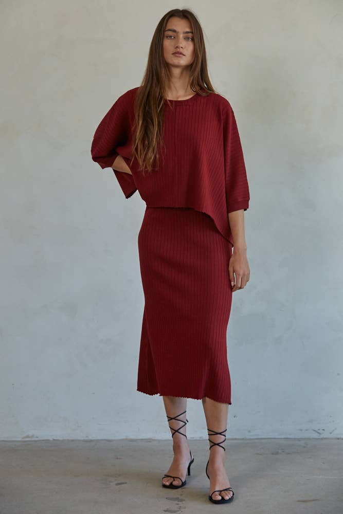 By Together - L4645 | Knit Sweater Cami Maxi Dress: Blue Grey / M