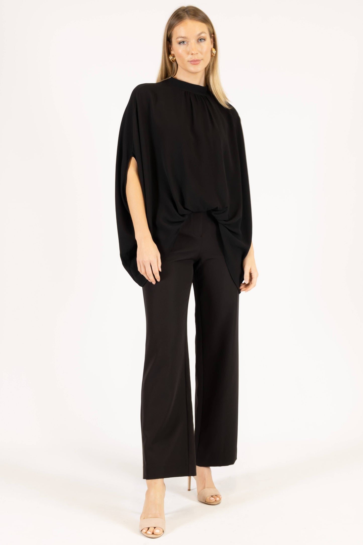 Before You Collection - Crepe Mock Neck Top: Black